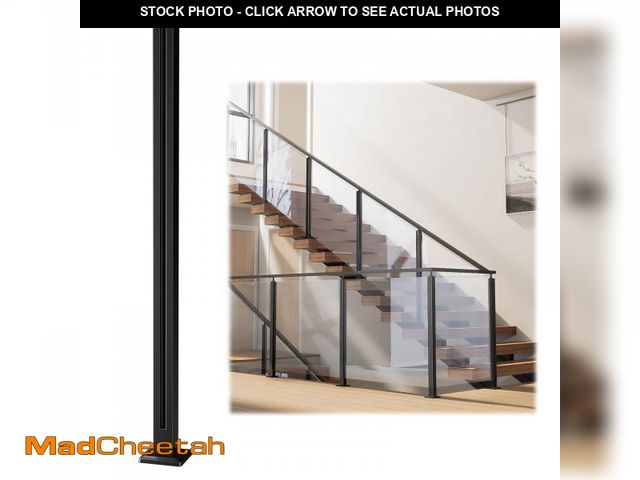 Lot 74-12524749 - [Patent]Muzata 1Pack 36"x2"x2" Black Glass Railing Post for Level or Stair Middle and End Post with ...
