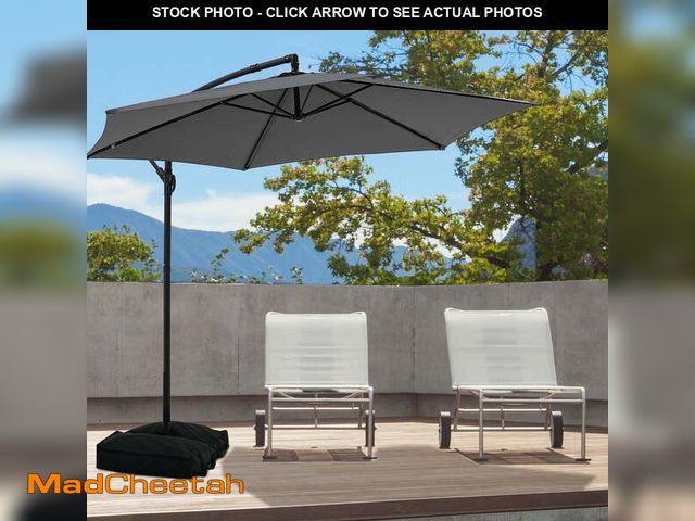 Lot 74-14321982 - Ainfox 10ft Cantilever Offset Patio Umbrella with Sandbags Weighted Base and Cross Base - Outdoor Ma...