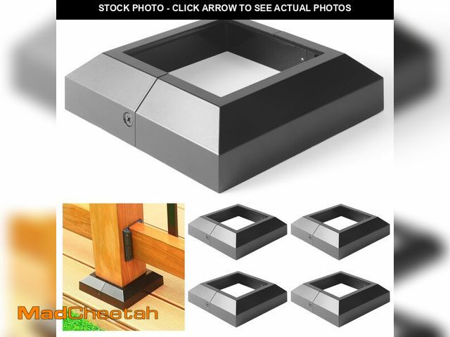 Lot 74-14215249 - Wocepu 4 pcs 4x4 (Actual: 4"x4") Aluminum Deck Post Base Cover, for Railings, Stairs, Patios, Porche...