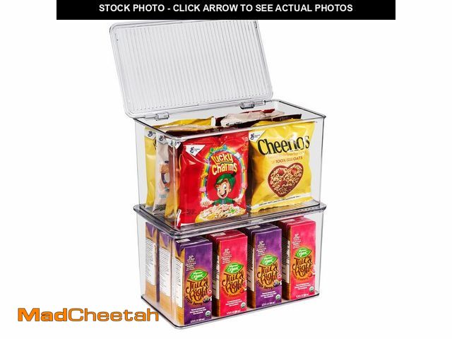 Lot 74-12705931 - Sorbus Durable Plastic Storage Bins with Lids- Stackable Refrigerator Organizer Bins- MultiPurpose &...