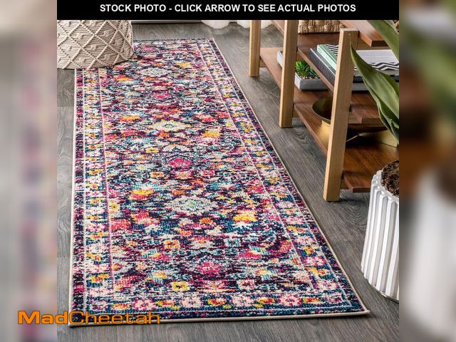 Lot 74-13803042 - JONATHAN Y Modern Boho Floral Multi/Purple Runner Rug, 2x8, Bohemian, Vintage, Easy-Cleaning for Liv...