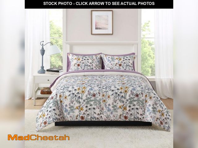 Lot 74-12527881 - Mainstays 7-Piece Reversible Bed in a Bag Comforter Set with Sheets, White Multi Floral, Queen - UNU...