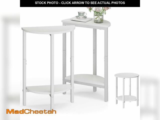 Lot 74-12707001 - Vagusicc Side Table, Small Round End Table, Set of 2 Half Round Side Table Half Moon Tables, Circle ...