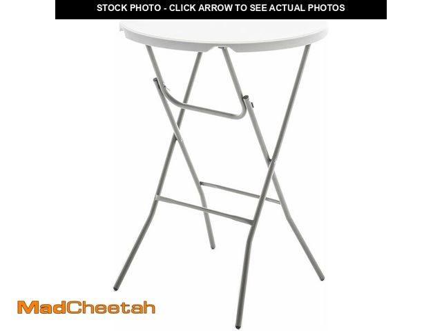 Lot 74-14304682 - BTExpert 32" Round 43" Bar Height White Granite Plastic Folding Table Portable Commercial Table Banq...