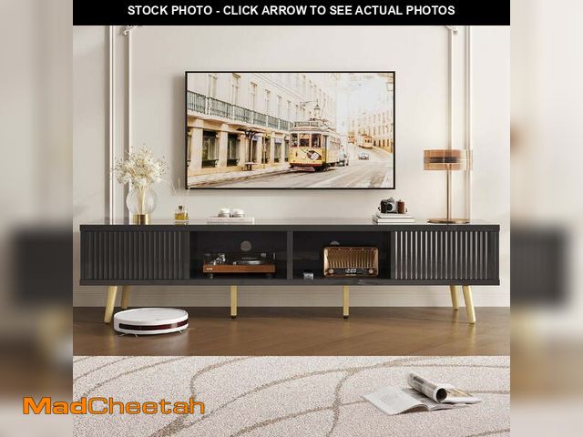 Lot 74-12550254 - Bestier High Gloss TV Stand for 75 inch TVs, Modern Entertainment Center with Storage Cabinet, TV Co...