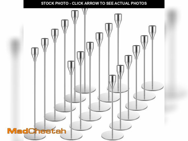 Lot 74-12705620 - Set of 18 Tall Candlestick Holders Thin Metal Taper Candle Holders for Table Centerpiece Modern Deco...
