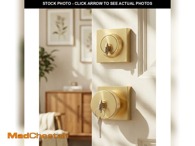 Lot 74-14266038 - Crequal Gold Door Knob with Deadbolt, Heavy Duty Front Door Lock Set, Zinc-Alloy Brushed Gold Exteri...