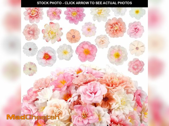 Lot 74-14044171 - 210 Pcs Mini Silk Flower Heads Small Pink Fake Rose Daisy Faux Flowers Bulk for Crafts Artificial Lo...