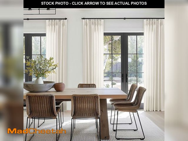 Lot 74-14263229 - 112 Inch Pinch Pleated Linen Extra Long Curtains for Living Dining Room Semi Sheer Light Filtering M...