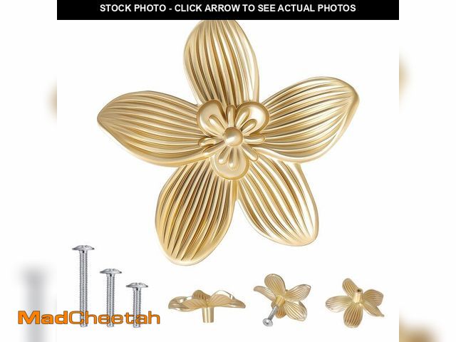 Lot 74-14332389 - CEYMIO 8 Pack 2.4 Inch Brushed Gold Flower Cabinet Knobs, Vintage Floral Drawer Pulls Ã¢â¬â Decor...