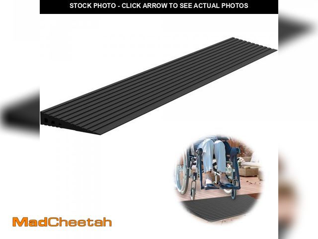 Lot 74-12440302 - Nuvium 1" Rise Threshold Ramps for Doorways, 2000 Lbs Load Capacity, 35.5" Wide Natural Rubber Power...