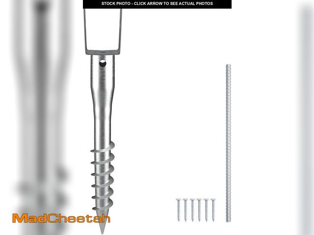 Lot 74-12096597 - VEVOR No Dig Ground Anchor, 1 Pack 3.94 x 2.76 x 27.56 in DIY Screw in Post Stake, Includes 6 Lag Bo...