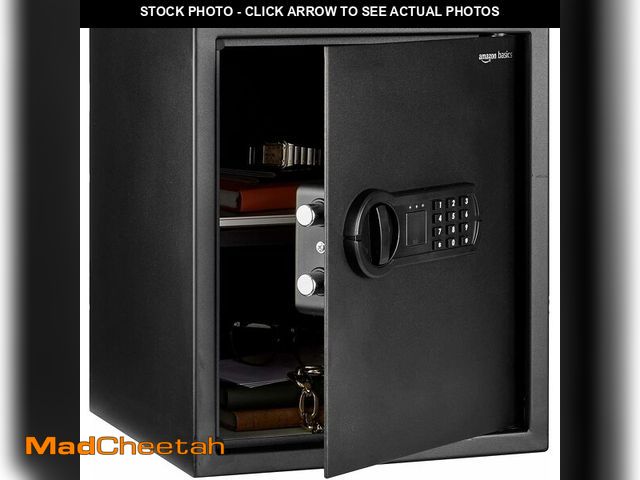 Lot 74-13696335 - Basics Steel Home Security Safe with Electronic Keypad, Programmable Combination Lock for Documents,...