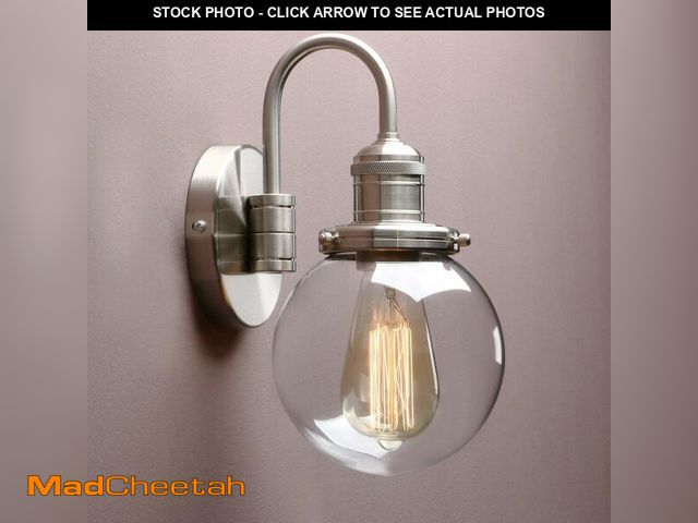 Lot 74-14274557 - Yosoan 1-Light Vintage Industrial Fixture Light, 5.9'' Round Globe Clear Glass Shade with Elegant Cu...