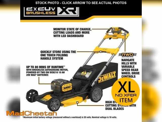 Lot 74-14560462 - (MISSING BAG) DEWALT 2x20V MAX 21 in. Cordless Battery Powered Self Propelled Lawn Mower Kit with (2...