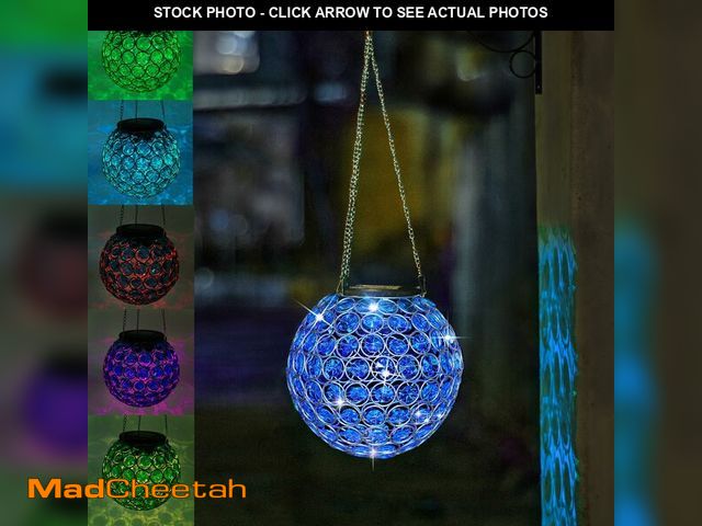 Lot 74-13574707 - Solar Lantern Hanging Outdoor Christmas Decorative, Dual LEDs Color Changing and Blue Crystal Globe ...