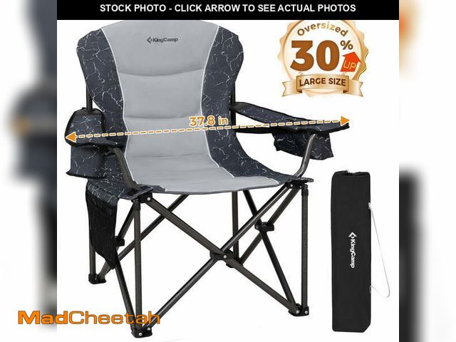 Lot 74-14259602 - KingCamp Oversized Folding Camping Chair, High Back Heavy Duty for Adults, Fully Padded Folding Chai...