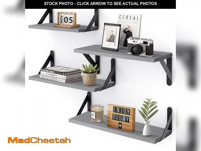 Lot 74-12053447 - YGEOMER Floating Shelves for Wall, Different Sizes Gray Wall Shelves for Living Room, Bathroom, Bedr...