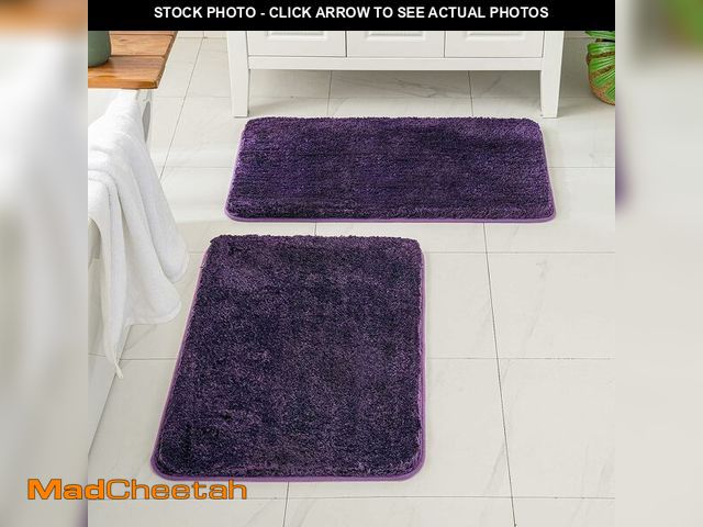 Lot 74-14067470 - MIULEE Dark Purple Bathroom Rugs Set 2 Piece, Soft Absorbent Microfiber Bath Mat Set, Non Slip Quick...