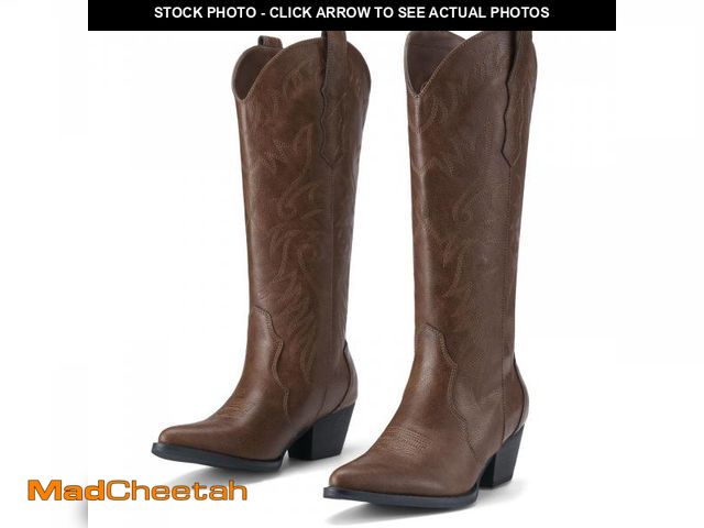 Lot 74-12220261 - Rollda Cowboy Boots for Women Cowgirl Boots Embroidered Knee-High Western Boots Pointy Toe with Chun...