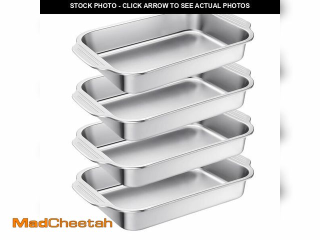Lot 74-14046440 - CONEHOY 4 Pcs Stainless Steel Cake Pan with Handle 9 x 13 Inch Baking Bakeware Rectangle Breads Baki...