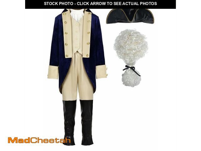 Lot 74-12705198 - ReliBeauty Washington Costume Boys Hamliton American Colonial Uniform with Wig 140 - USED