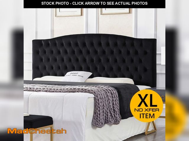 Lot 74-13122774 - 24KF Upholstered Tufted Button Velvet Headboard,Comfortable Fashional Headboard King/CA King Size,Bl...