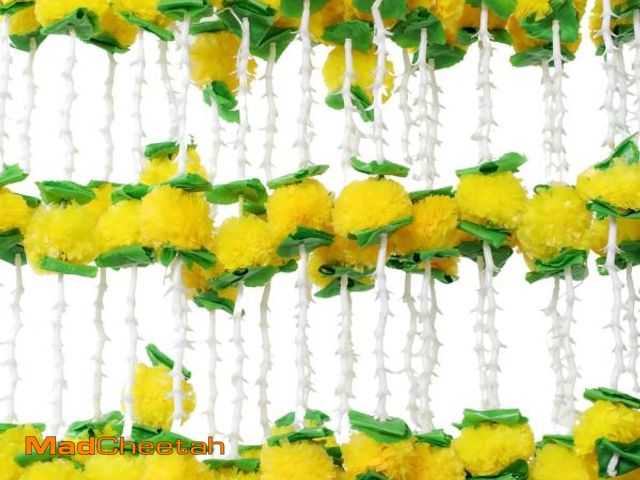 Lot 74-12332566 - THE ART BOX 5.4 Ft Artificial Flowers Marigold Garlands with Green Leaves Silk Vines for Wedding Diw...