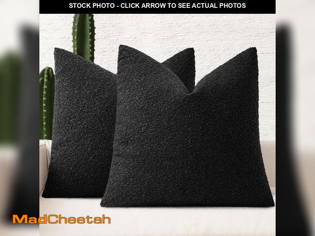 Lot 74-12439529 - MIULEE 20x20 Inch Decorative Pillow Covers for Couch Bed Set of 2 Textured Boucle Neutral Throw Pill...