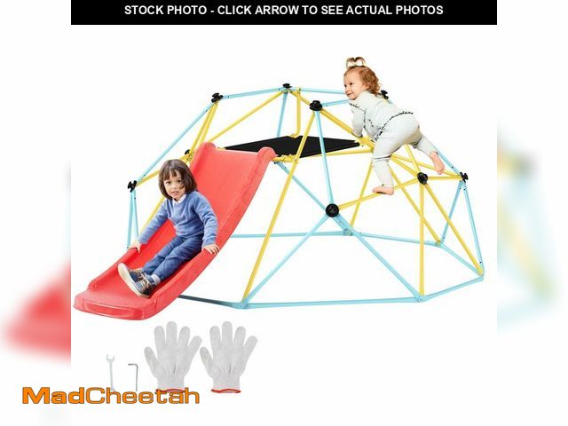 Lot 74-12689385 - VEVOR Climbing Dome, 8FT Geometric Dome Climber with Slide, Jungle Gym Supports 600LBS and Easy Asse...