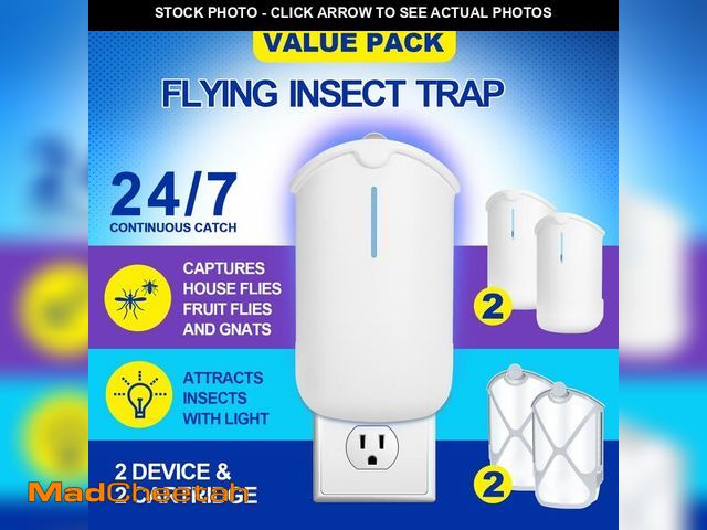 Lot 74-12697152 - 2 Flying Insect Traps &amp; 2 Cartridges - Compatible with ZEVOM364A Refill - Plug in Fruit Fly Trap...