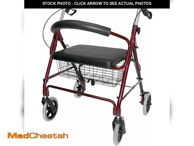 Lot 74-12572933 - DMI Lightweight Rollator Walker With Seat &amp; Padded Backrest, FSA HSA, 32"-36" Adjustable Height ...