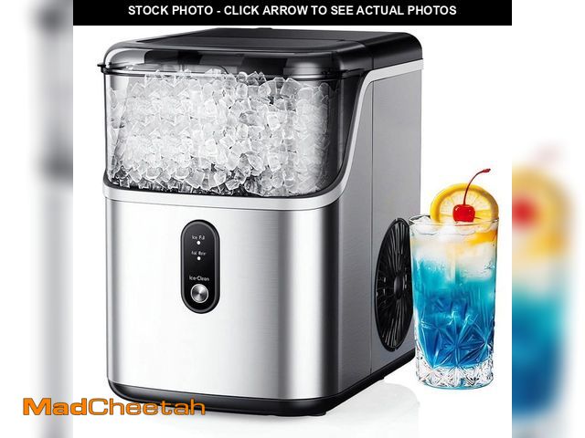 Lot 74-13269535 - SIMZLIFE 9.1 in. 35 lb. /24H Nugget Ice Countertop Portable Ice Maker in Silver, Stainless Steel, Re...