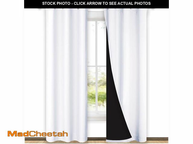Lot 74-12605932 - NICETOWN White Blackout Curtains 80 inches Long, Full Light Blocking Drapes with Black Liner for Nur...