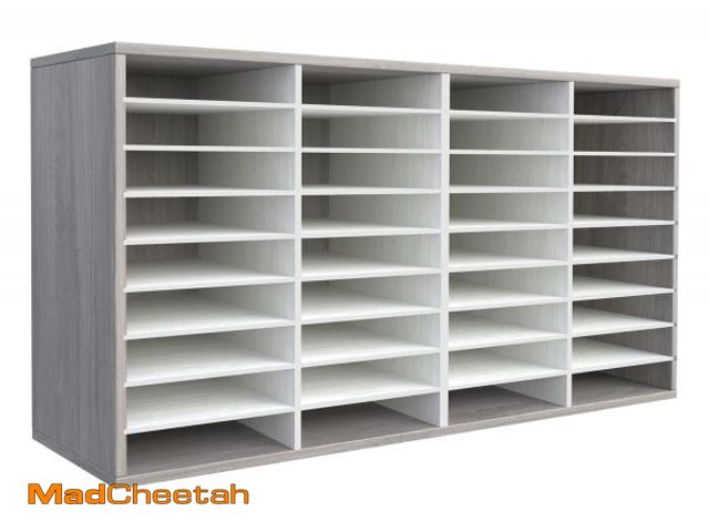 Lot 74-12270399 - TQVAI Wood Literature Organizer, 36 Slots Classroom Mailbox with Adjustable Dividers, Mail Sorter Or...