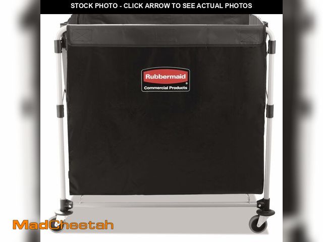 Lot 74-12571625 - (MISSING BAG) Rubbermaid Commercial Products, Collapsible X Cart, Black, Steel 8 Bushel Bin, Commerc...