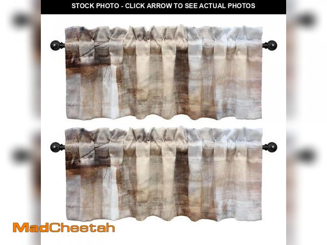 Lot 74-12438374 - LALILO Beige Valances for Windows - Wrinkle Resistant Blackout Kitchen Valances, Heavyweight Fabric,...