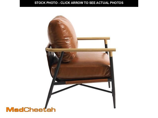 Lot 74-12558846 - Uixe Modern Brown Faux Leather Upholstered Arm Chair with Metal Base(Set of 1) - USED