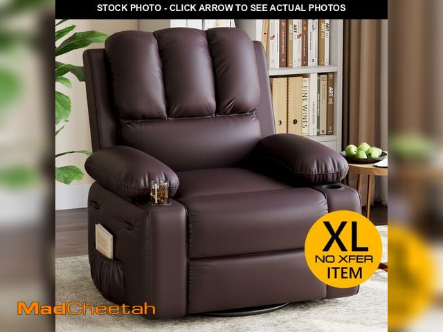 Lot 74-13580434 - Oversized Recliner Chairs with Massage and Heat, Leather Recliner Chair for Adults, Manual Chair wit...