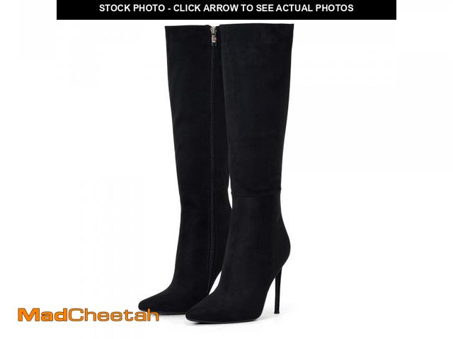 Lot 74-12306050 - Elisabet Tang 4 inch Women's Knee High Long Boots, Stiletto Tall Pointed Toe Heeled Boot Leather Sue...