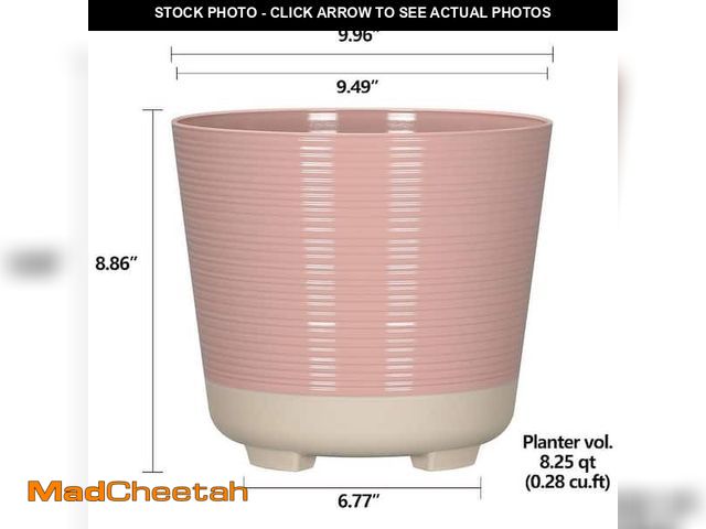 Lot 74-14320833 - Lark &amp; Vine Wallula Pink Resin Round Planter Set with Drainage Holes (9.96 in. L x 9.96 in. W x ...