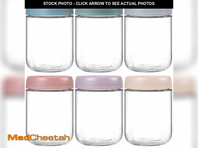 Lot 74-14478959 - NETANY 6-pack 16 oz Overnight Oats Containers with Lids, Glass jars with Airtight Lids, Wide mouth M...