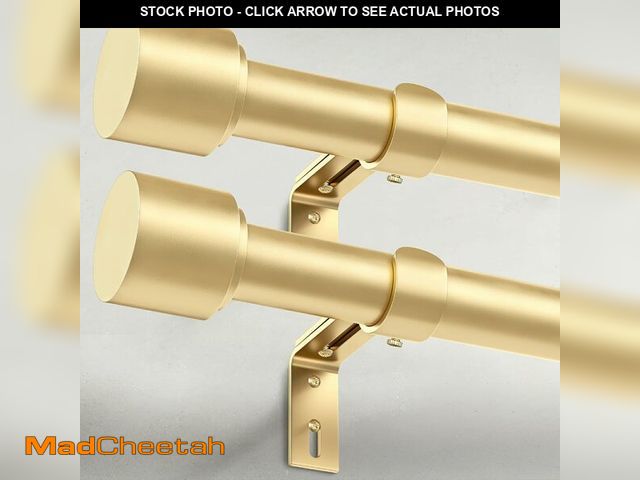 Lot 74-12684631 - GEEBOBO 2 Pack Gold Curtain Rods for Windows 66 to 120 Inch, 1 Inch Adjustable Heavy Duty Easy Insta...