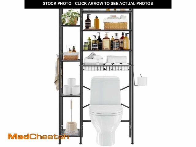 Lot 74-12888713 - Biemlerfn Over The Toilet Storage Shelf, 8-Tier Wooden Bathroom Organizer Adjustable Saver Space Rac...