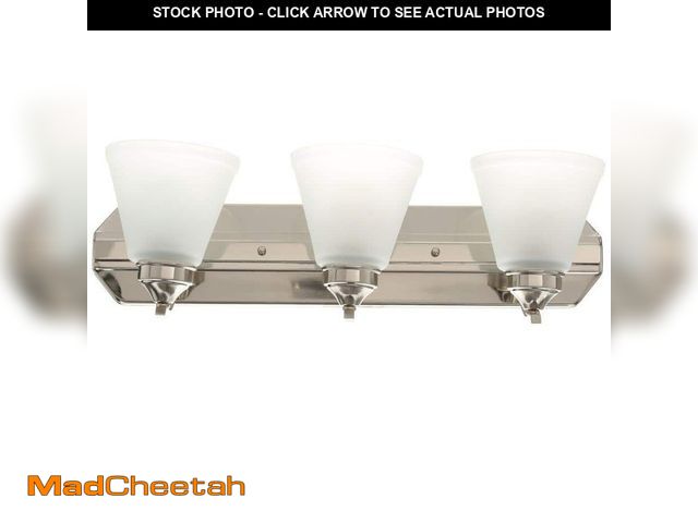 Lot 74-12692418 - *MISSING HARDWARE AND ONE GLOBE* Hampton Bay Tavish 24 in. 3-Light Brushed Nickel Classic Vanity wit...