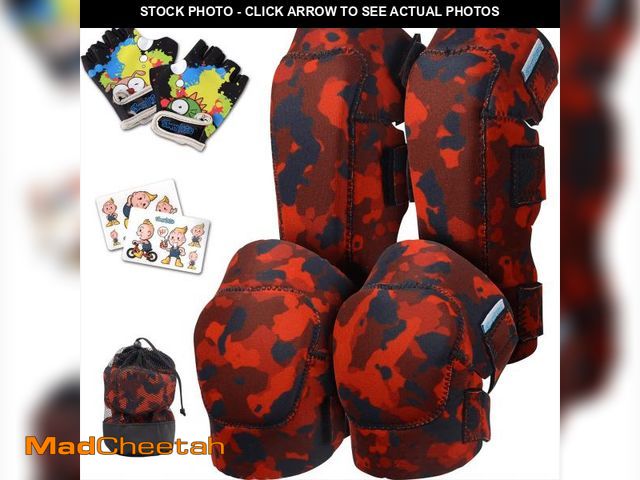 Lot 74-12313069 - Soft-Style Kids Knee and Elbow Pads with Bike Gloves, Flexible Impact-Resistant Gear for Ages 2-11, ...
