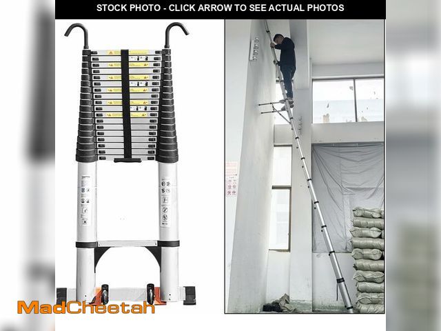Lot 74-14610882 - JADDUO Telescoping Ladder,27.9 FT Extension Ladder,Aluminum Lightweight Telescopic Ladder with 2 Tri...