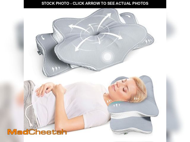 Lot 74-14386560 - Voovc Cervical Contour Pillow for Neck, Shoulder and Back Pain Relief - Orthopedic Memory Foam Suppo...