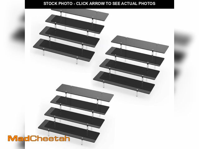 Lot 74-12697831 - Acrylic Display Stands Risers, Perfume Cologne Organizer, Black 4 Tier Cupcake Stand Riser Shelf Com...