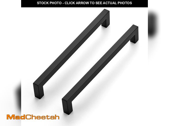 Lot 74-14338799 - Ravinte 10 Pack 8 Inch Kitchen Square Cabinet Handles Matte Black Cabinet Pulls Black Drawer Pulls K...